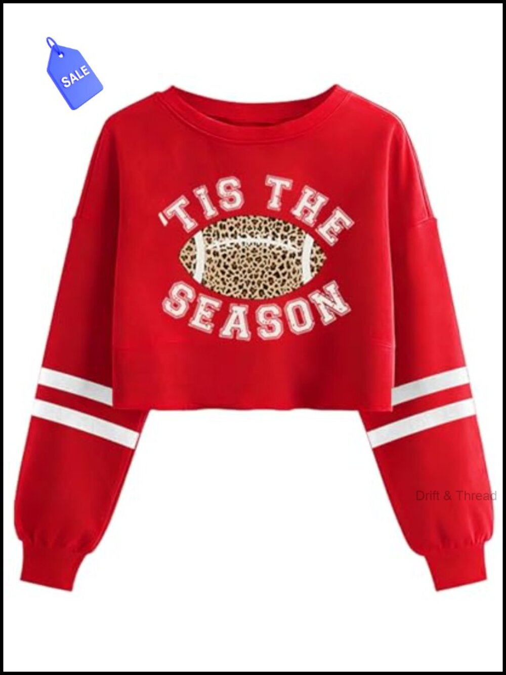 Football Game Day Long Sleeve Crop Sweatshirt Women Crewneck Pullover
